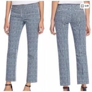 Tory Burch 28 Blue Haven Canvas Pants checkered pattern MRSP $225